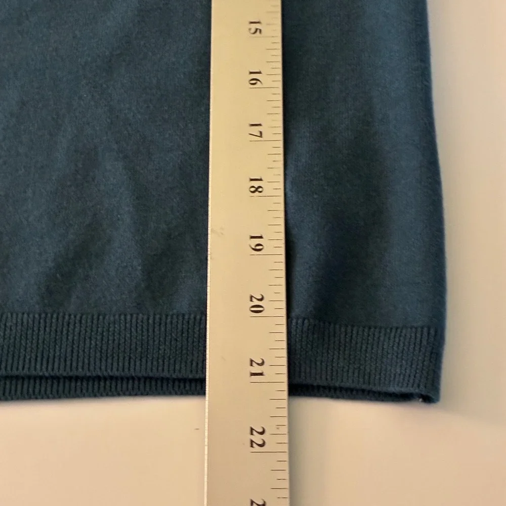 Talbots Petite Teal Blue Turtleneck Sweater‎ Button Cuff Cotton Modal Knit P